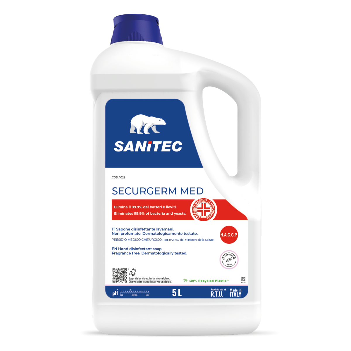 Sapone lavamani disinfettante PMC Sanitec Securgerm Med 5 litri