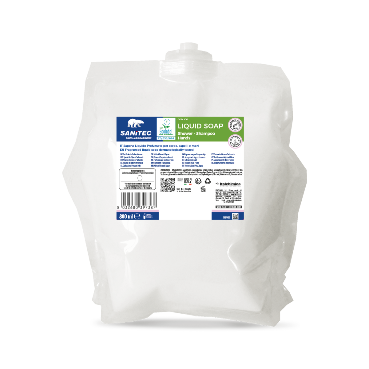 Sapone in mousse Ecolabel Sanitec Mousse Soap Green Power 800 ml