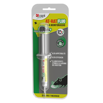 Esca fluorescente senza veleno per monitoraggio topi e ratti Zapi At-Rat Fluo siringa 7 g