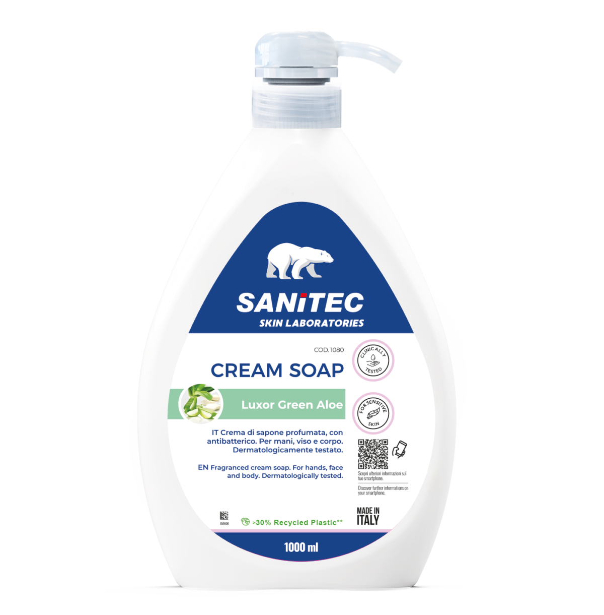 Sapone antibatterico Sanitec Cream Soap Luxor Green Aloe 1 litro
