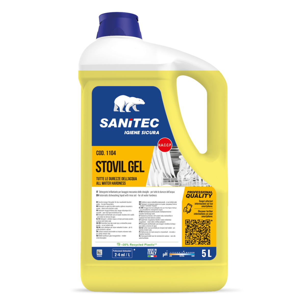 Detergente brillantante per lavaggio stoviglie Sanitec Stovil Gel 5 lt