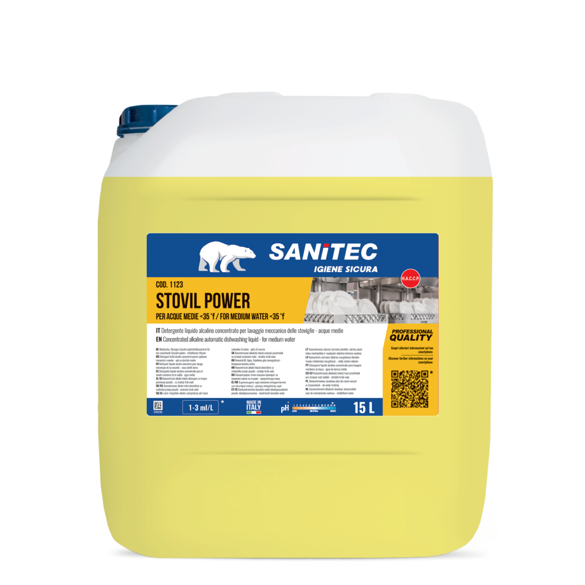 Detergente per lavaggio manuale stoviglie Sanitec Stovil Power 15 lt
