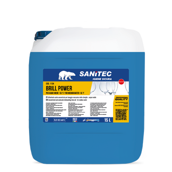 Brillantante acido per lavaggio lavastoviglie Sanitec BRILL POWER 15 lt
