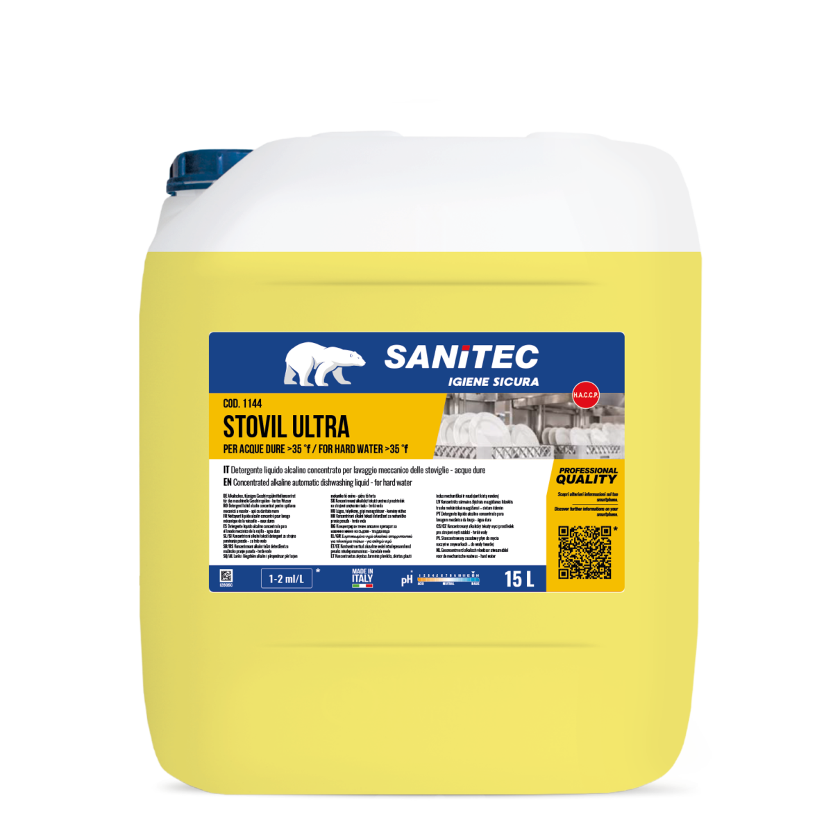Detergente per lavaggio manuale stoviglie Sanitec Stovil Ultra 15 lt