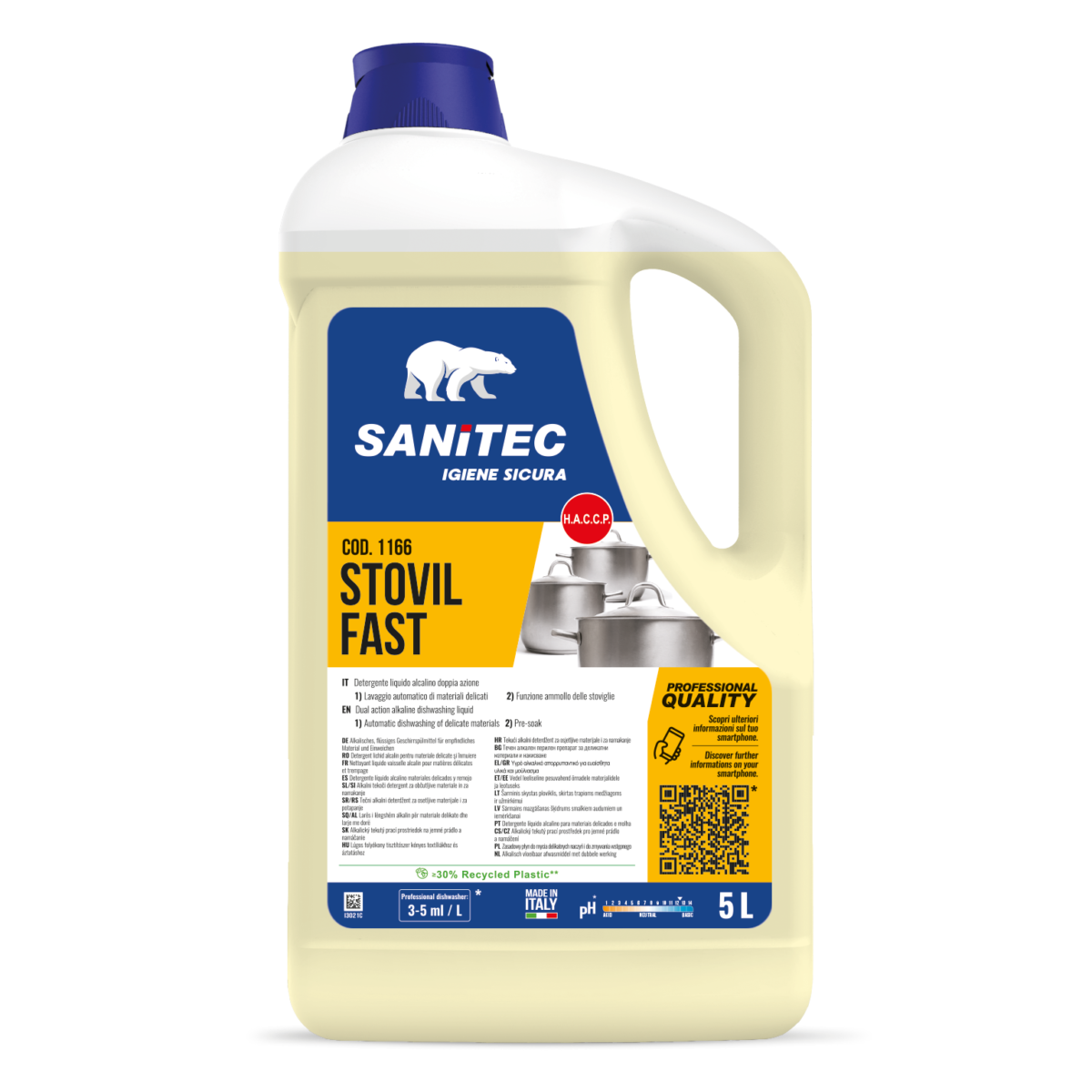 Detergente per lavaggio stoviglie Sanitec Stovil Fast 5 lt