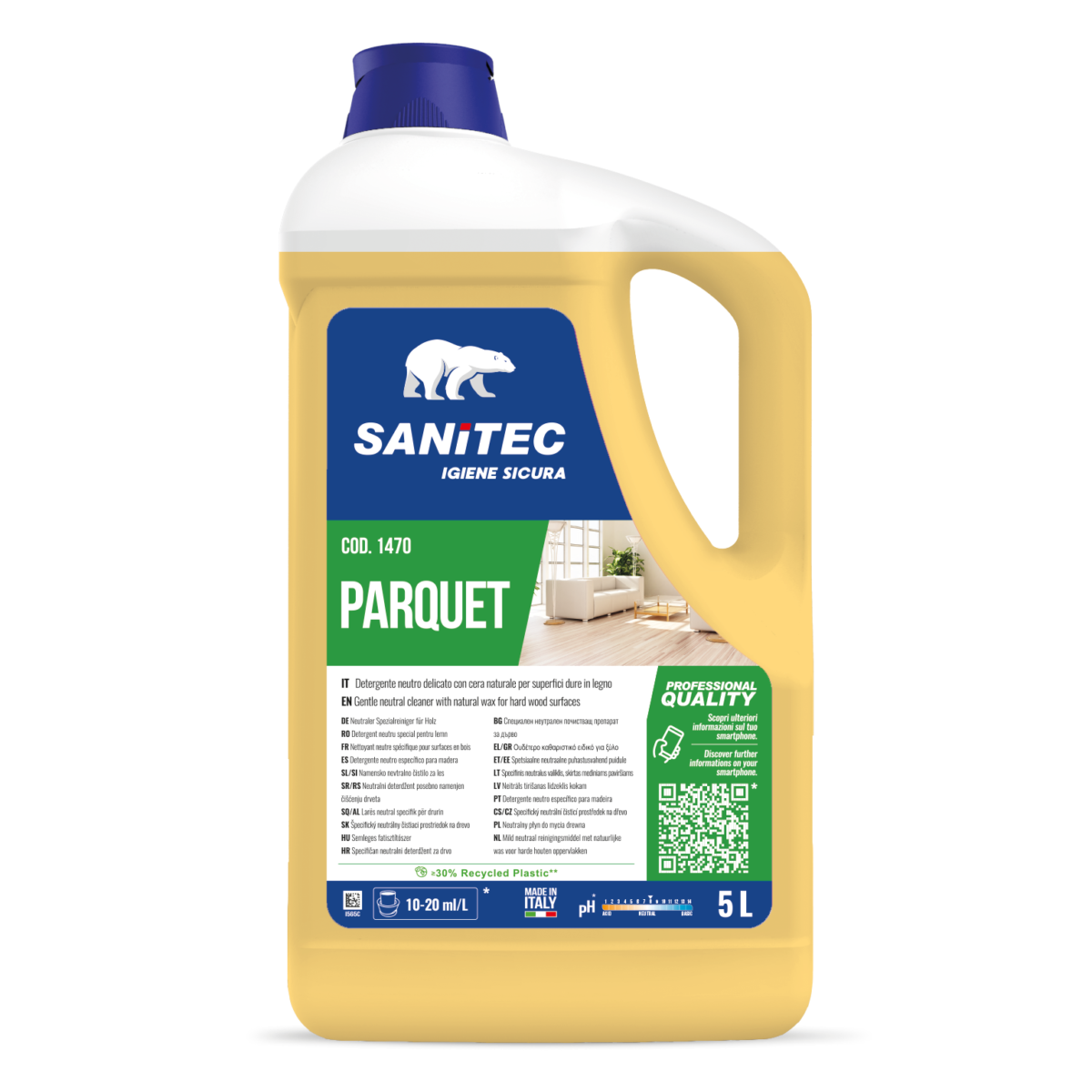 Detergente neutro per parquet Sanitec Parquet 5 litri