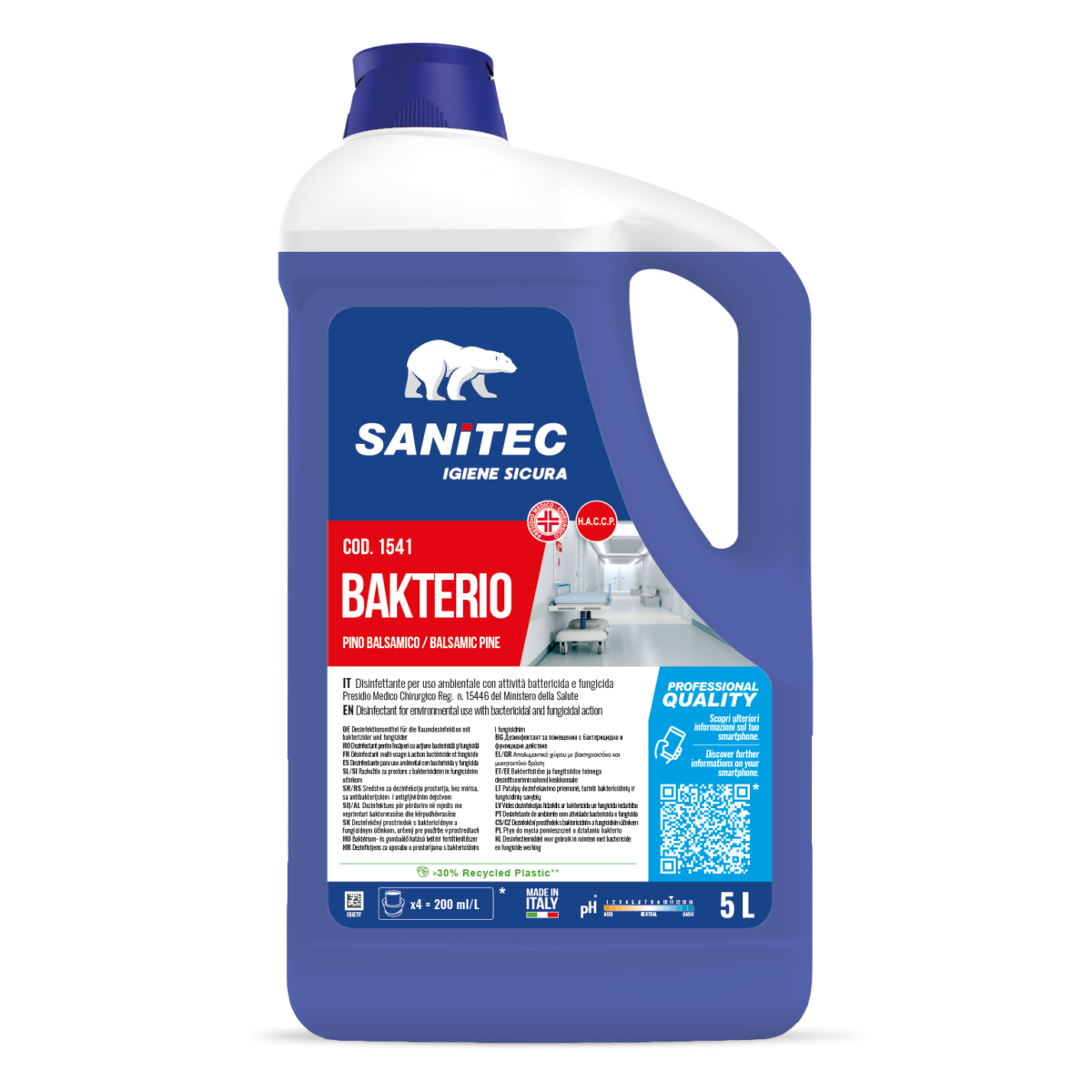 Sanitec Bakterio Balsamic Pine bactericidal and fungicidal disinfectant 5 litres