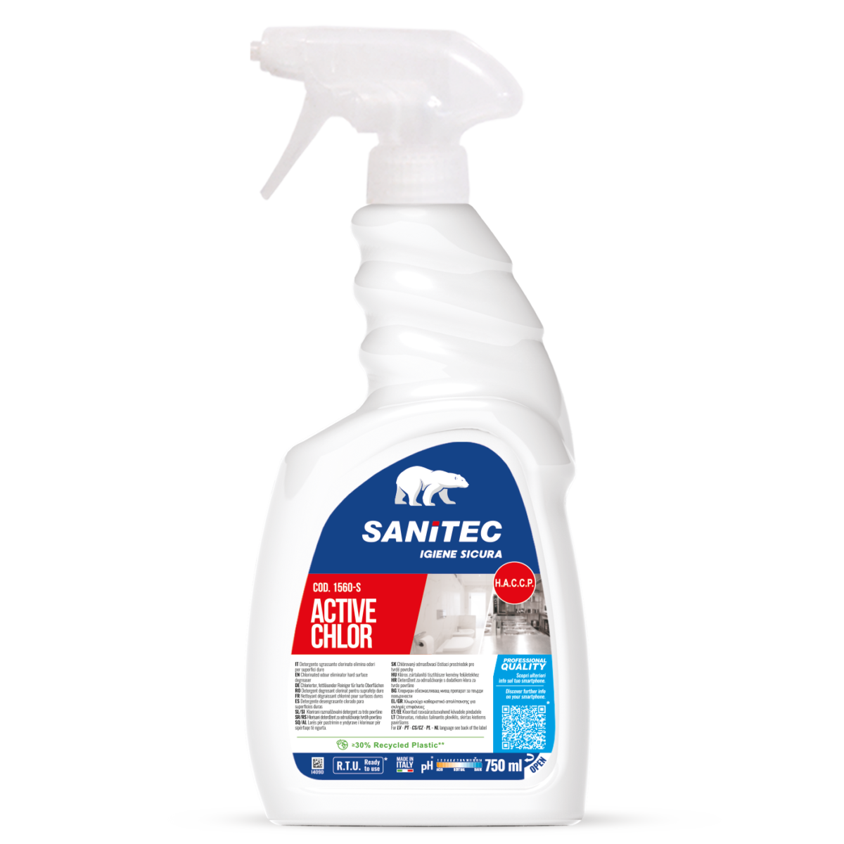 Detergente clorinato per superfici dure Sanitec Active Chlor Balsamico 6x750 ml