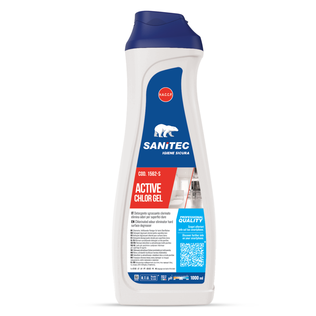 Detergente clorinato in gel per superfici Sanitec Active Chlor Gel 6x1 litro
