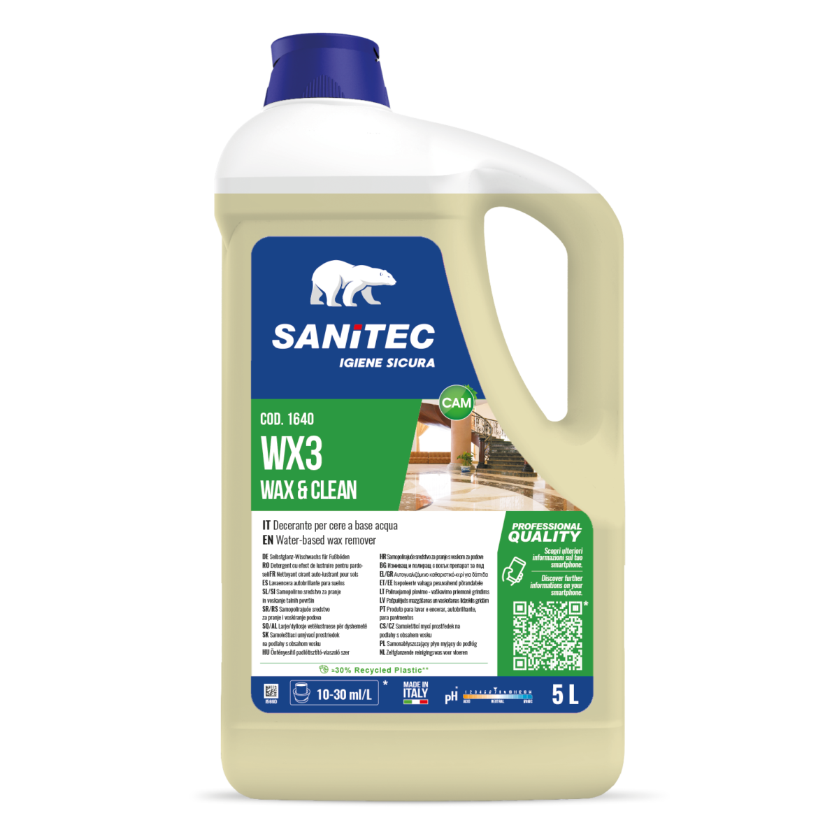 Lavaincera autolucidante per pavimenti Sanitec WX3 Wax&Clean 5 litri
