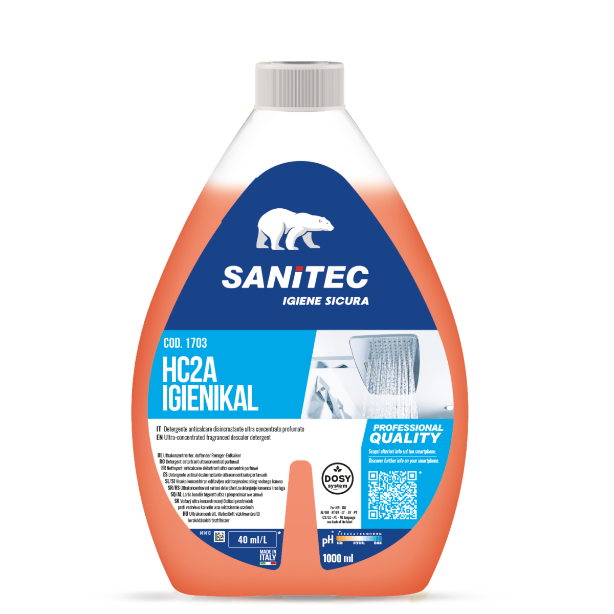 Disincrostante ultraconcentrato per bagni Sanitec HC2A Igienikal 6x1 litro