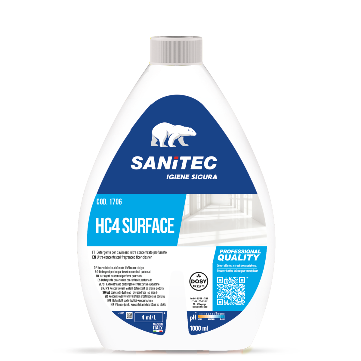 Detergente ultraconcentrato per pavimenti Sanitec HC4 Surface 1 litro