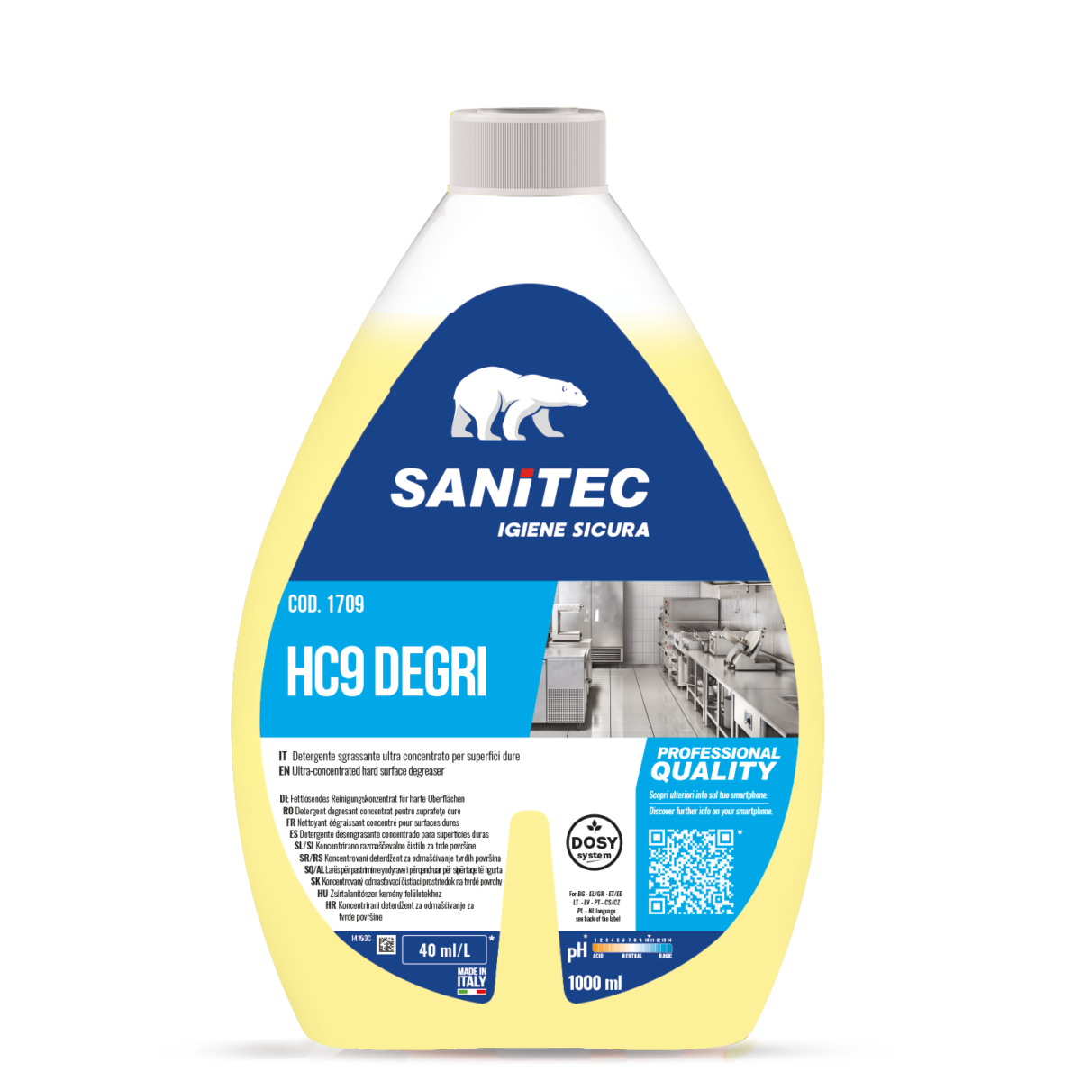 Sgrassatore ultraconcentrato per superfici Sanitec HC9 Degri 6x1 litro