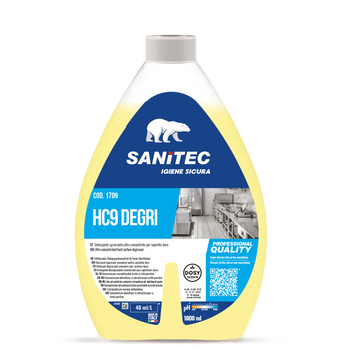 Sgrassatore ultraconcentrato per superfici Sanitec HC9 Degri 6x1 litro