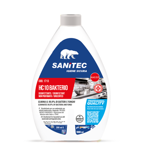 Disinfettante concentrato battericida e fungicida Sanitec HC10 Bakterio 1 litro