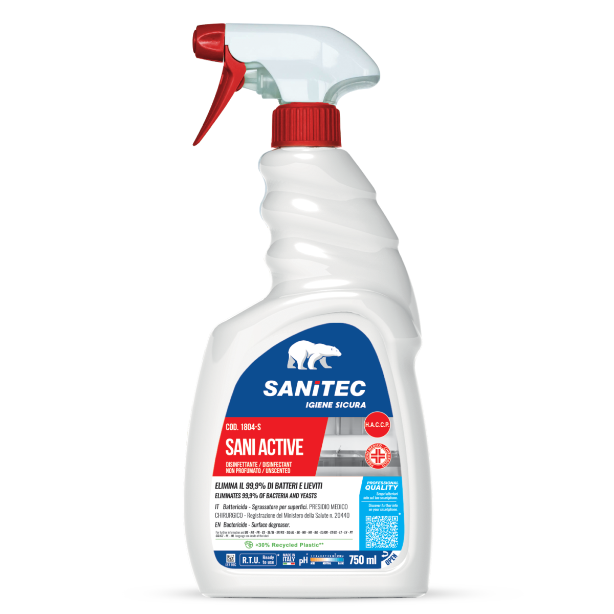Sgrassatore disinfettante per superfici Sanitec Sani Active 750 ml