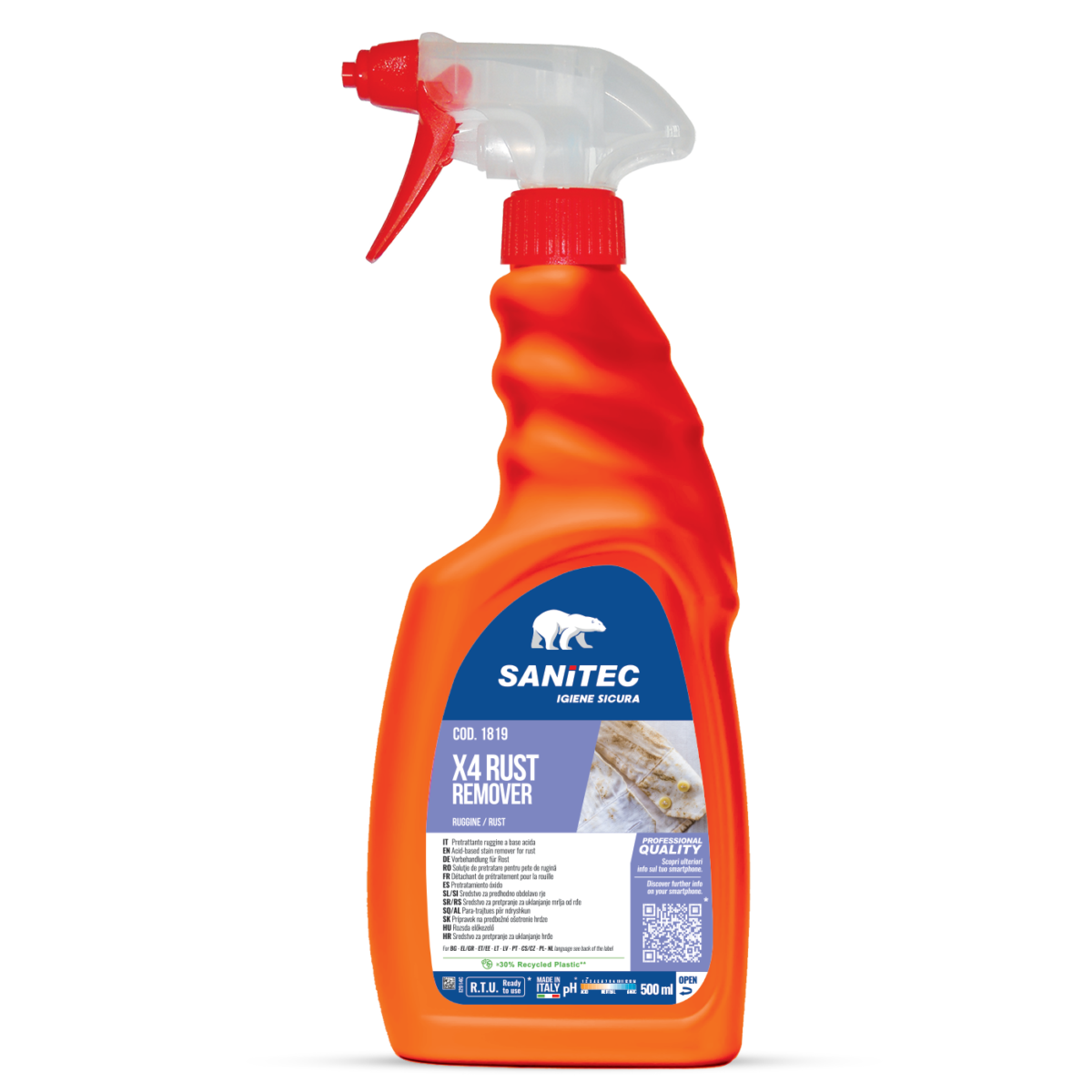 Pretrattante per macchie di ruggine Sanitec X4 Rust Remover 500 ml