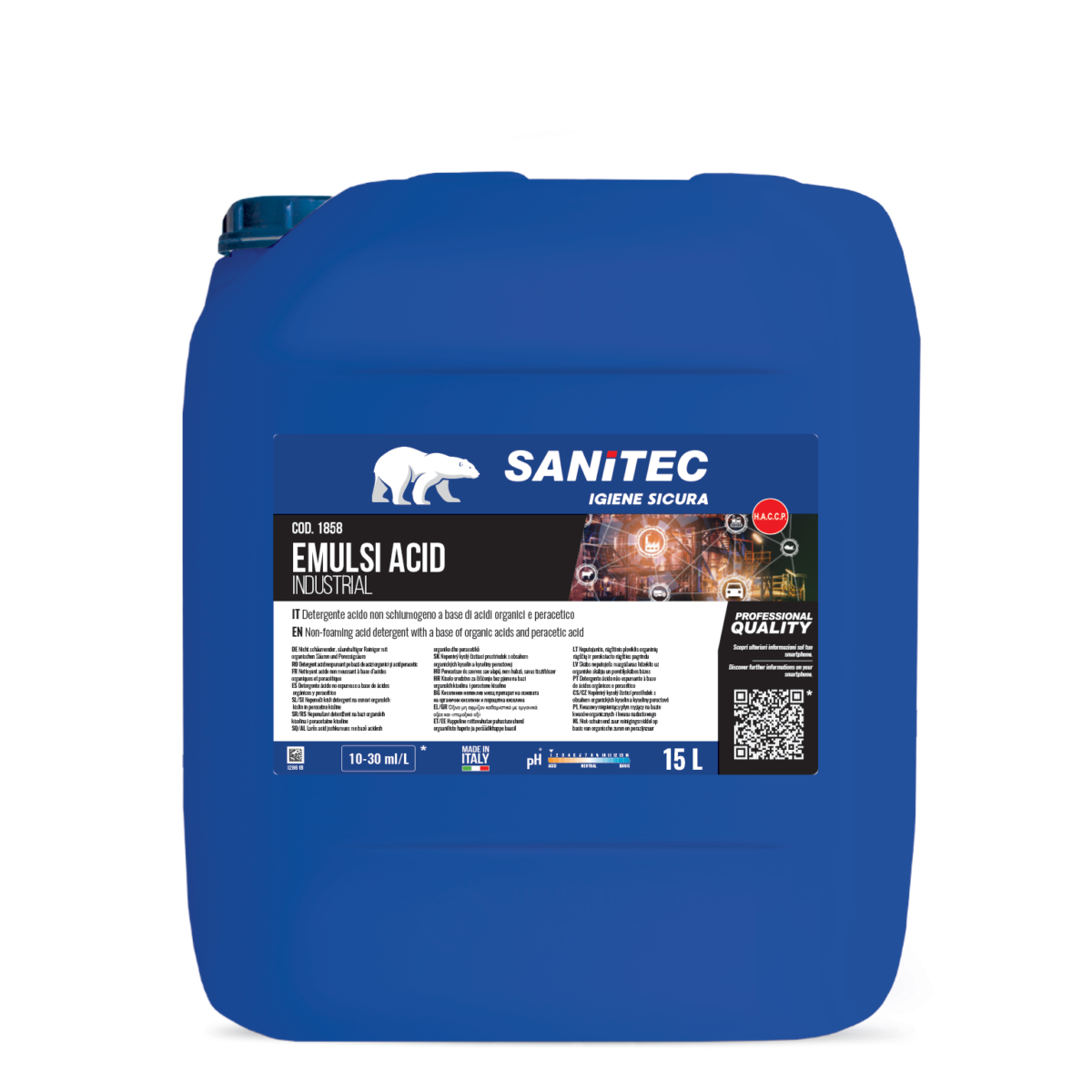 Detergente acido peracetico non schiumogeno Sanitec Emulsi-Acid 15 litri