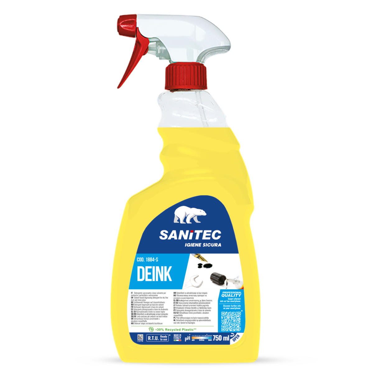 Sgrassatore solvente per inchiostro e colla Sanitec Deink 750 ml