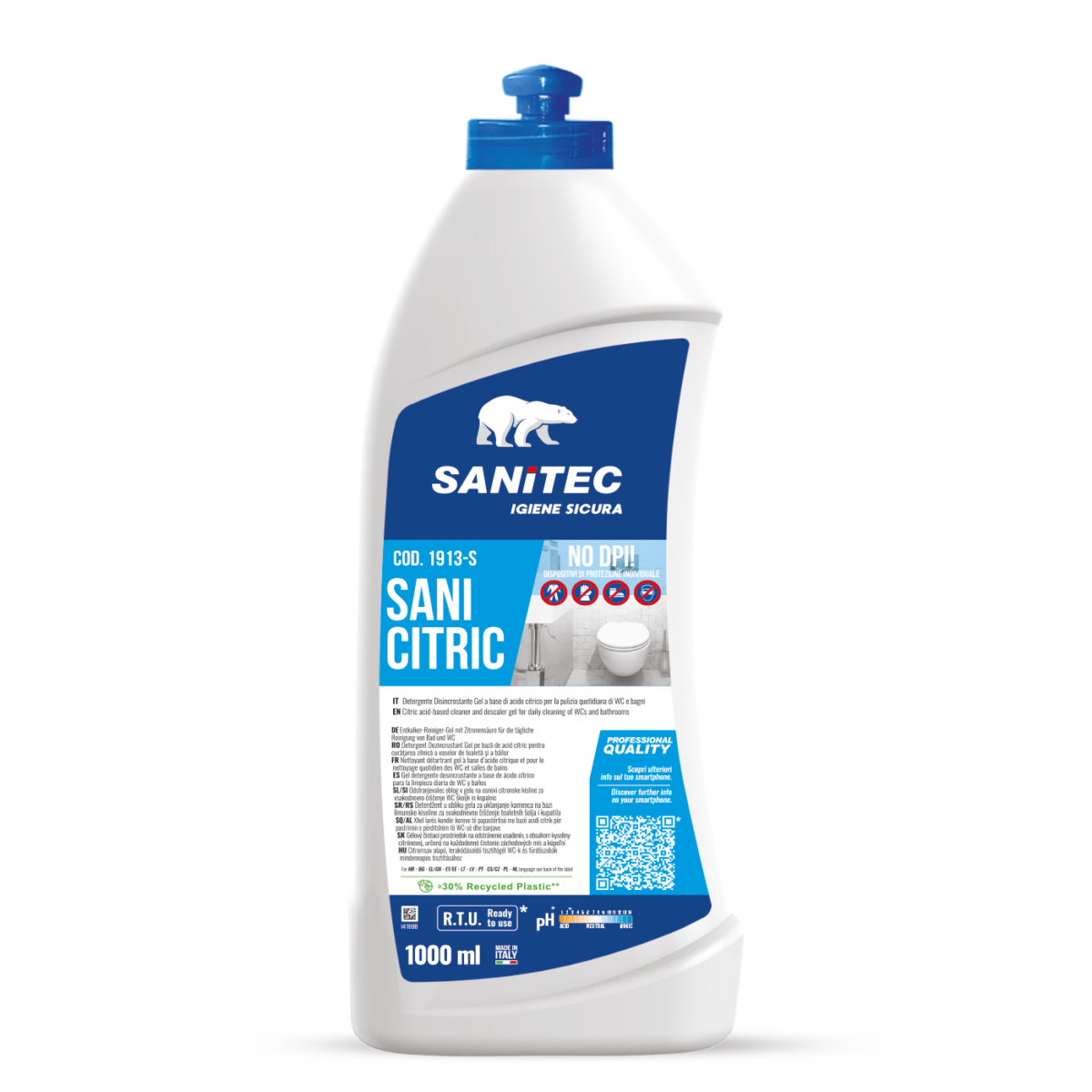 Disincrostante in gel per WC e bagni Sanitec Sani Citric 1 litro