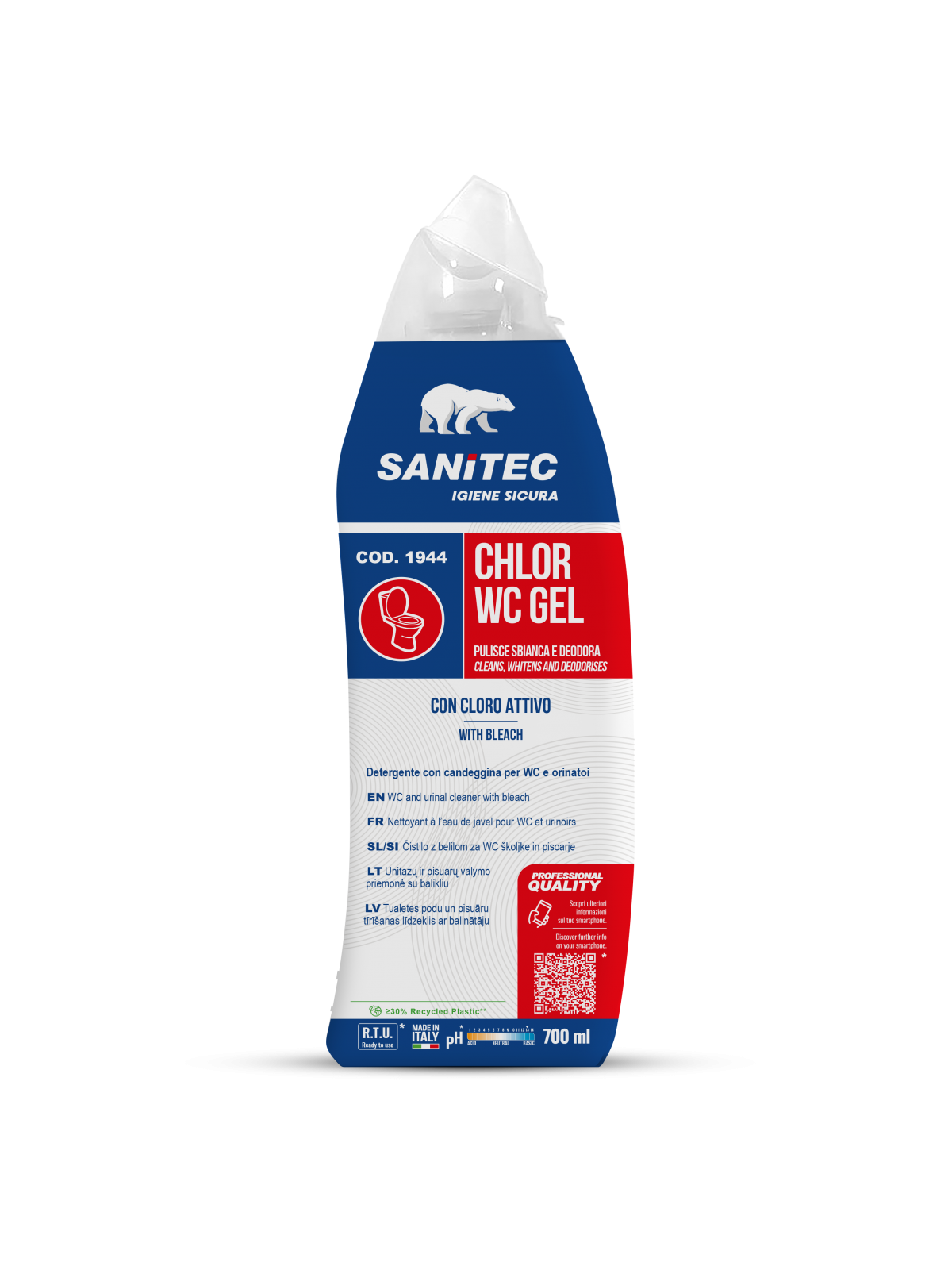 Detergente con candeggina per Wc Sanitec Chlor Wc Gel 700 ml