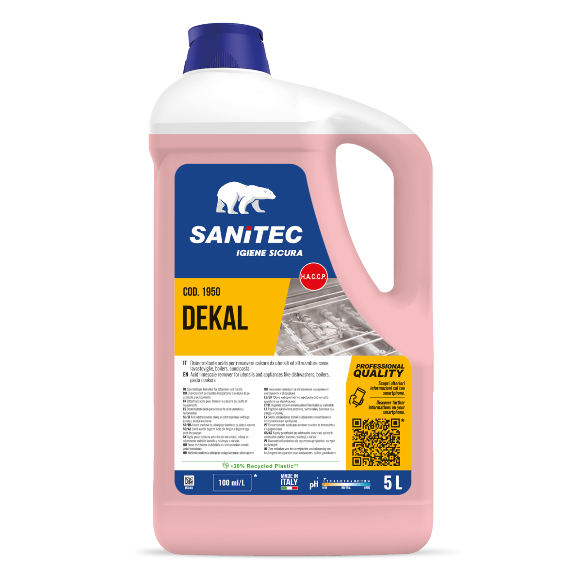 Disincrostante acido per lavastoviglie e attrezzature Sanitec Dekal 2x5 litri