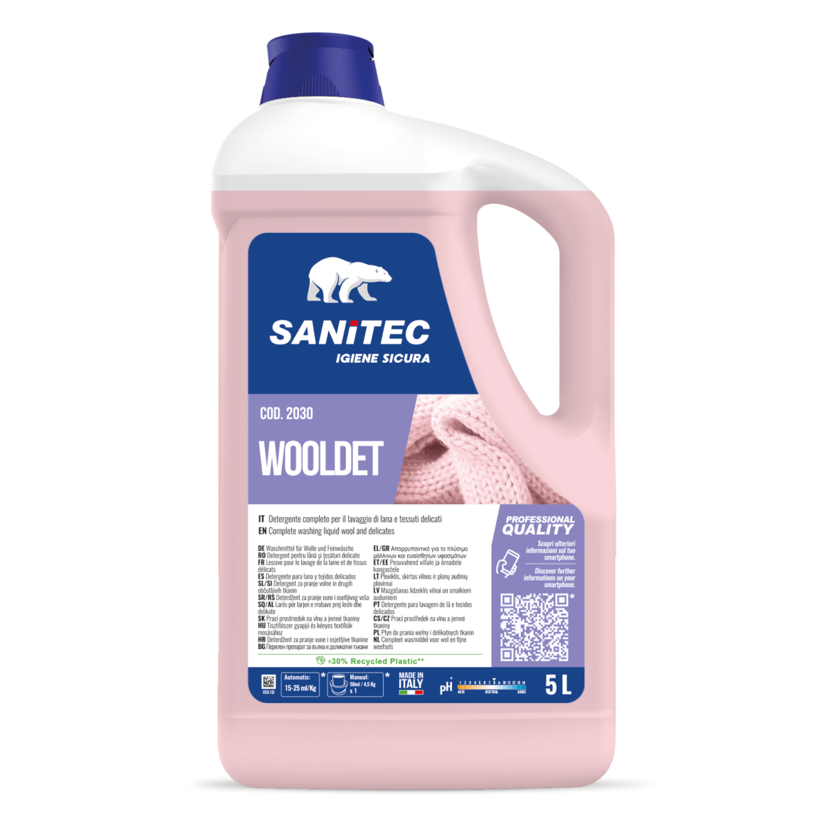 Detergente per lana e delicati Sanitec Wooldet 2x5 litri
