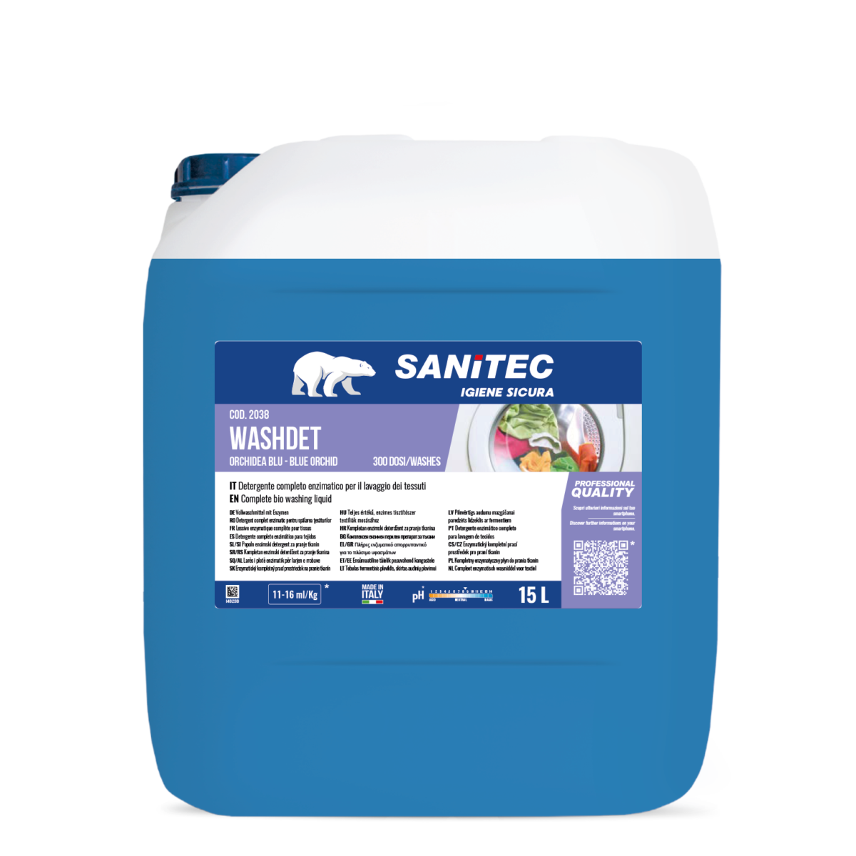 Detergente enzimatico per bucato Sanitec Washdet Orchidea Blu 15 litri