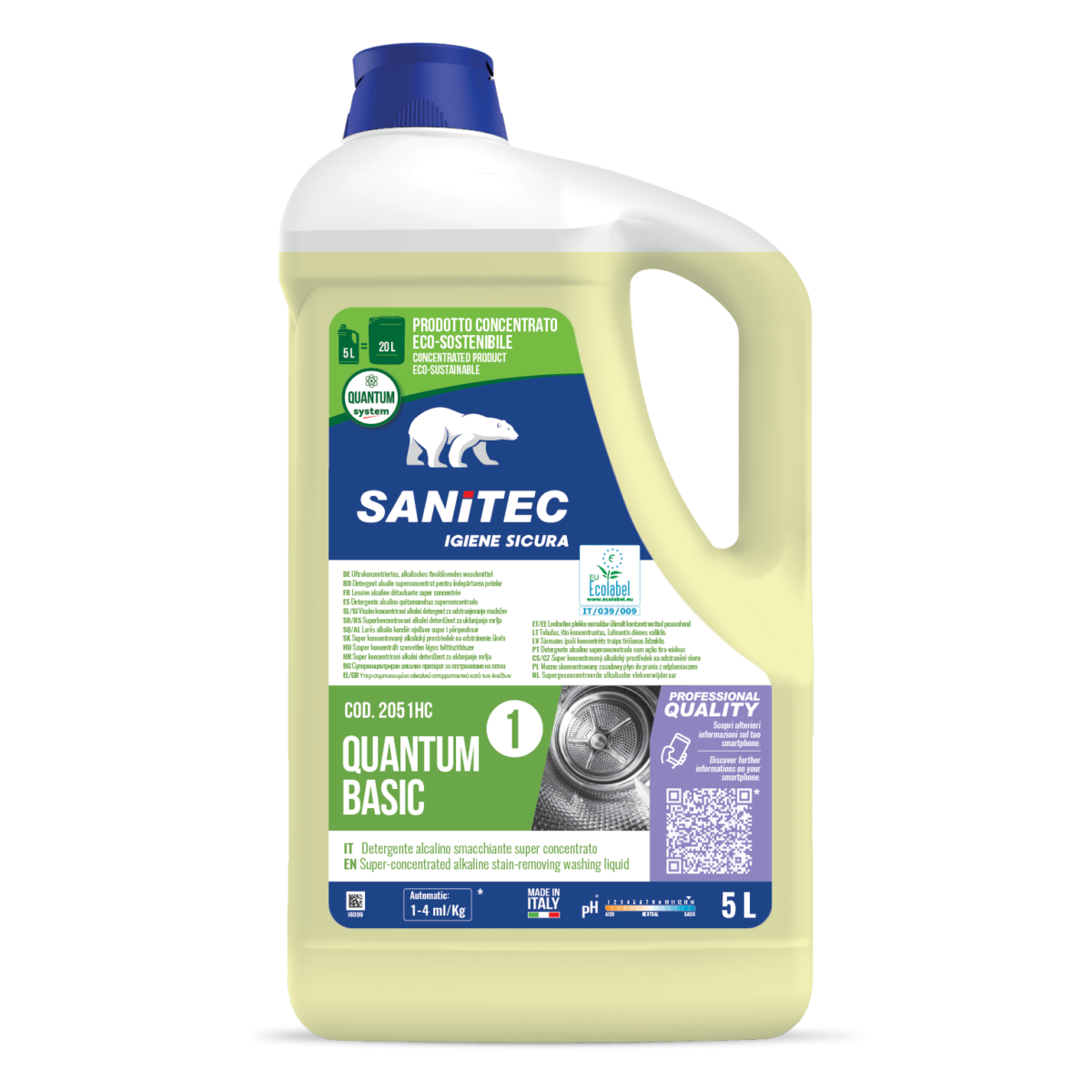 Detergente alcalino per lavanderia Sanitec Quantum Basic 5 litri