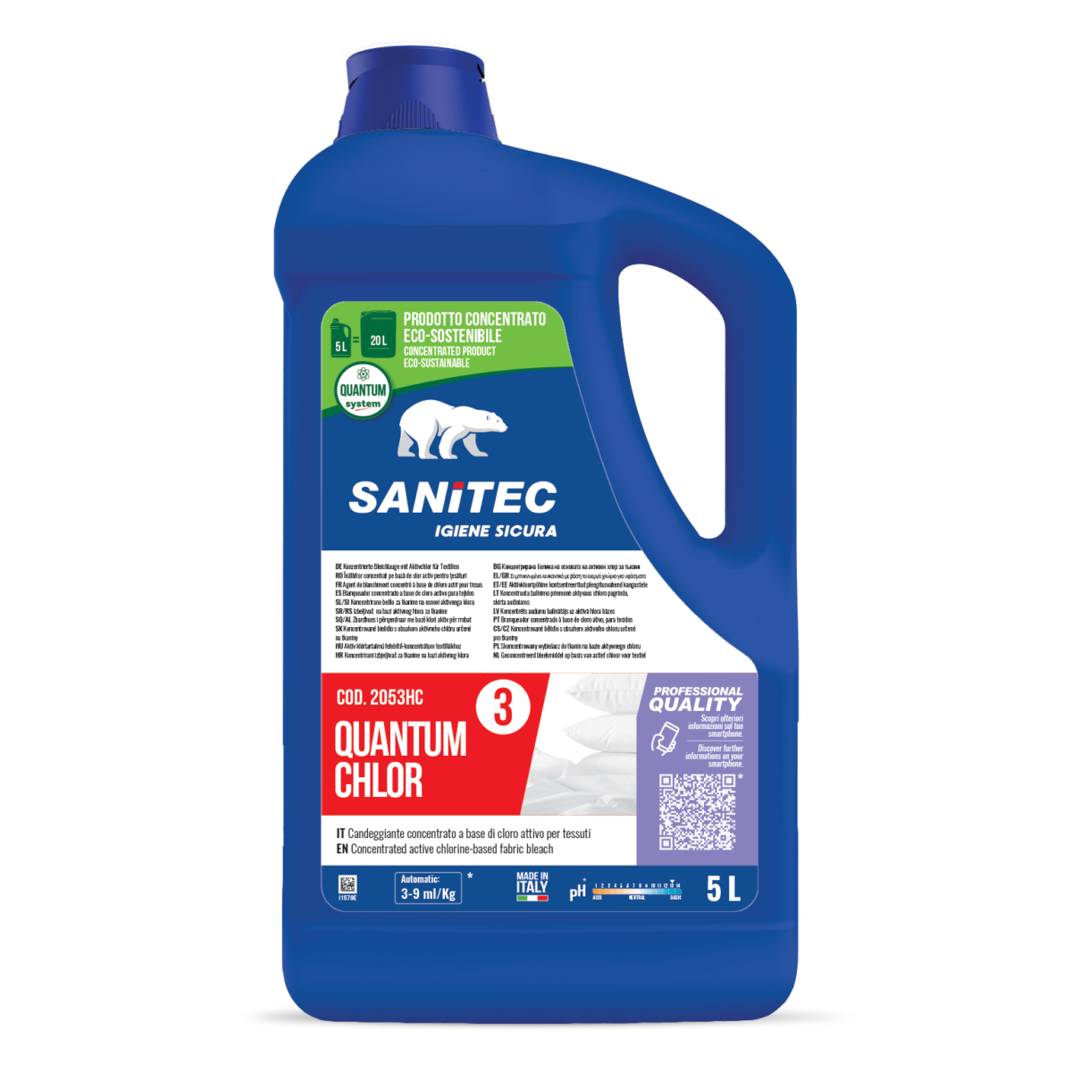 Candeggiante al cloro per lavanderia Sanitec Quantum Chlor 2x5 litri