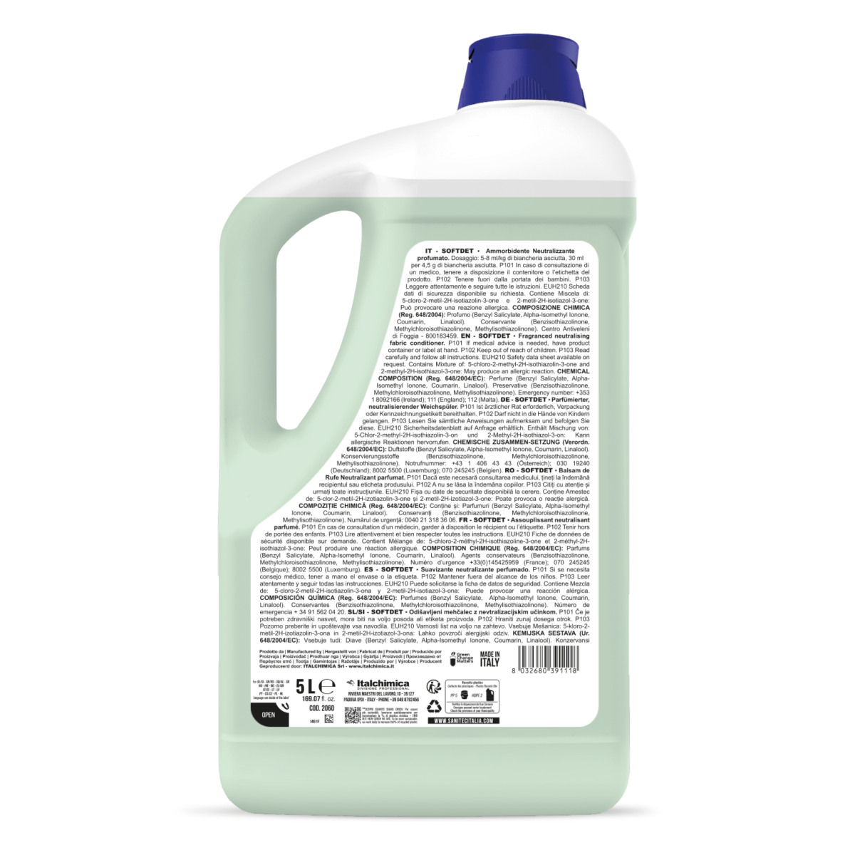 Ammorbidente concentrato per tessuti Sanitec Softdet Muschio Bianco 5 lt