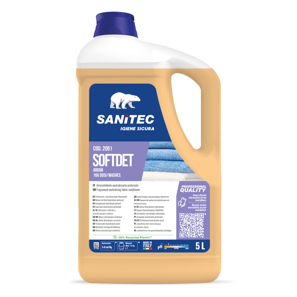 Ammorbidente concentrato per bucato Sanitec Softdet Argan 2x5 litri