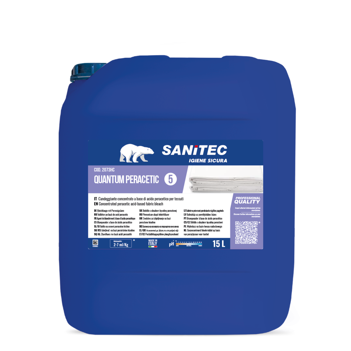 Candeggiante peracetico per lavanderia Sanitec Quantum Peracetic 15 litri