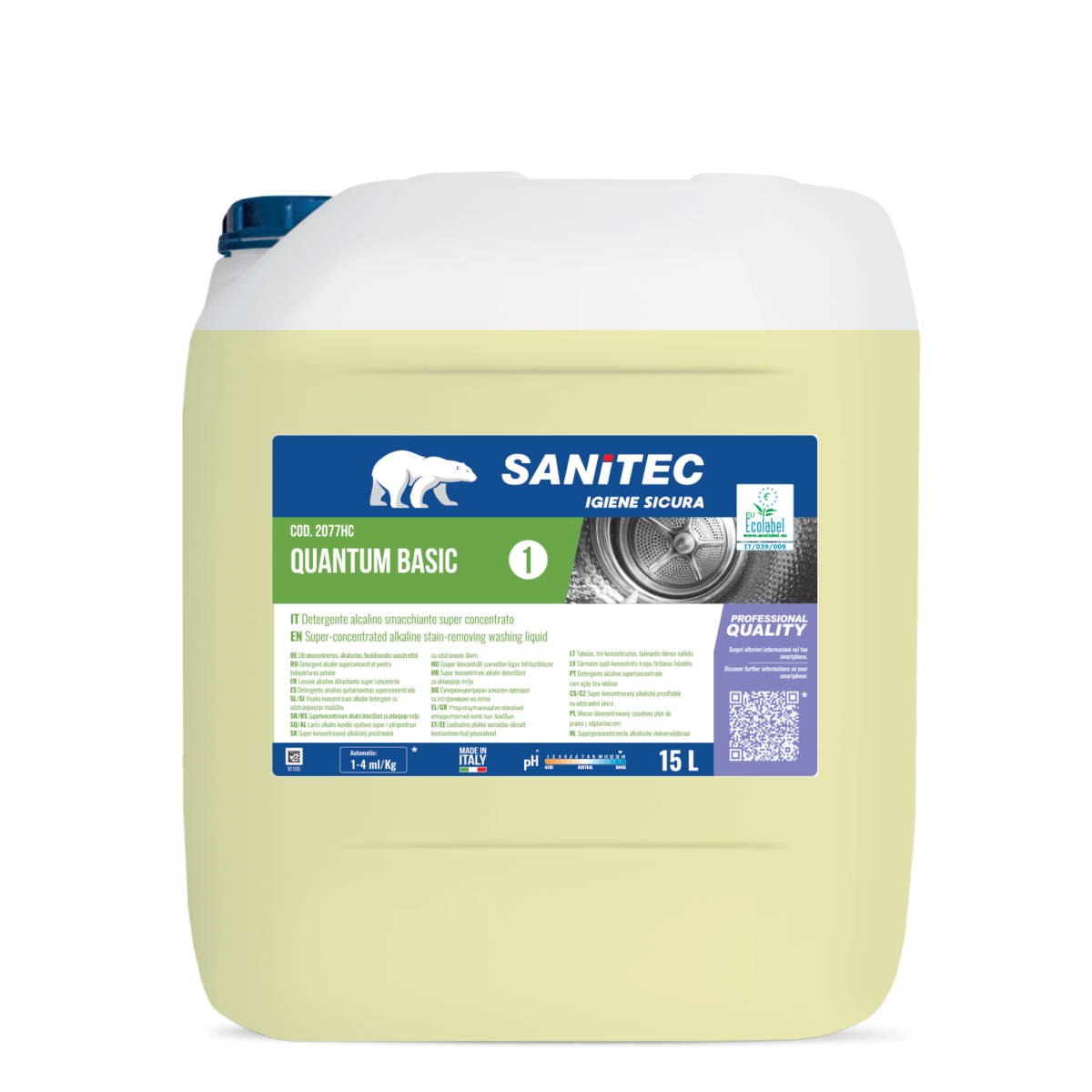 Detergente alcalino per lavanderia Sanitec Quantum Basic 15 litri