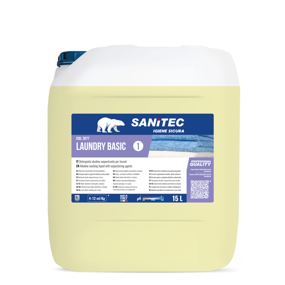 Detergente alcalino per lavanderia Sanitec Laundry Basic 15 litri