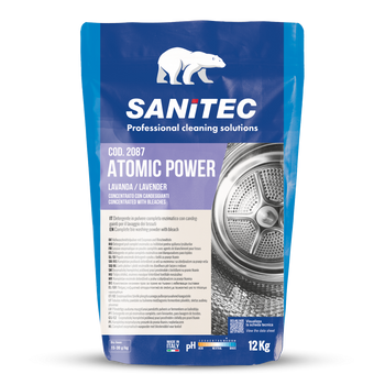 Detergente in polvere per bucato Sanitec Atomic Power 12 kg