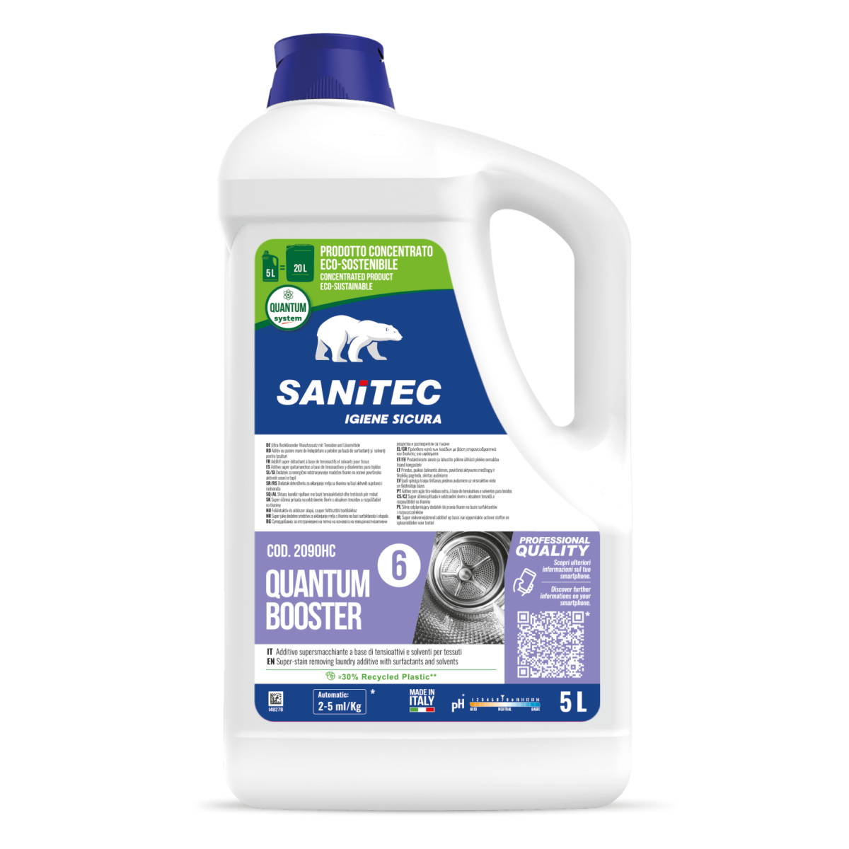 Rinforzante per sporchi difficili per lavanderia Sanitec Quantum Booster 5 litri