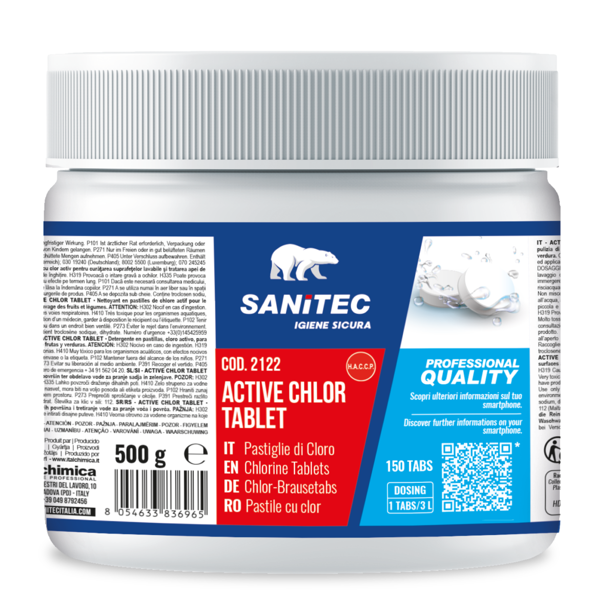 Cloro attivo in pastiglie per superfici e acque Sanitec Active Chlor Tablet 12 pezzi