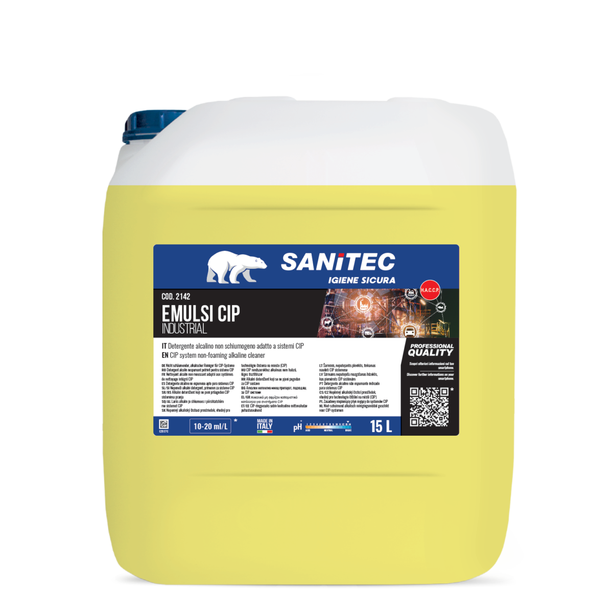 Detergente alcalino per sistemi CIP Sanitec Emulsi-CIP 15 litri