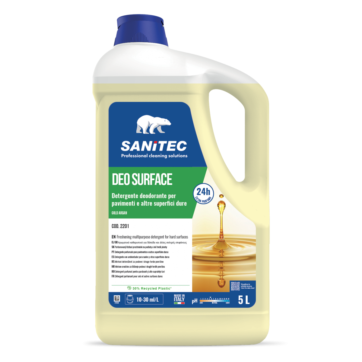 Detergente profumatore per pavimenti Sanitec Deo Surface Gold Argan 2x5 litri