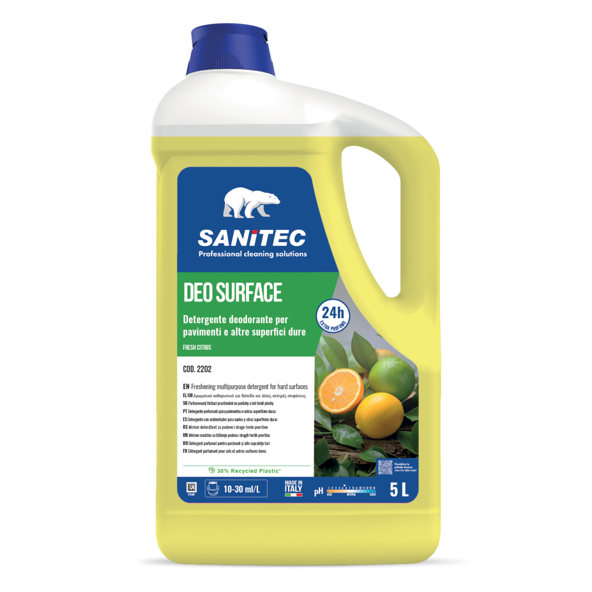 Detergente profumatore per pavimenti Sanitec Deo Surface Fresh Citrus 5 litri