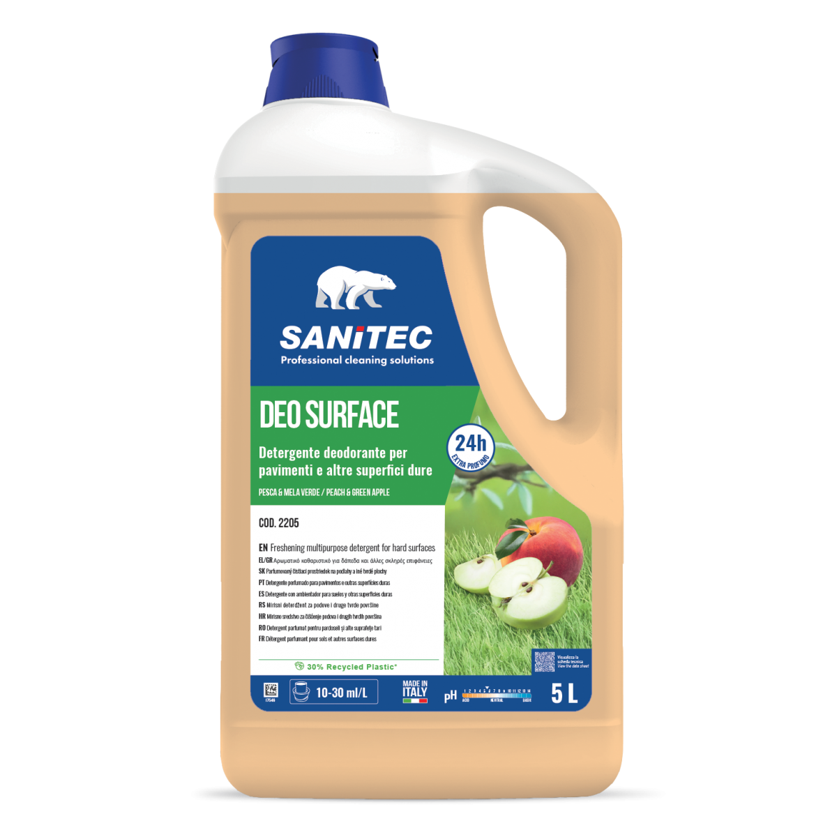 Detergente profumatore per pavimenti Sanitec Deo Surface Pesca & Mela Verde 2x5 litri