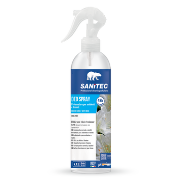 Profumatore spray per ambienti e tessuti Sanitec Deo Spray Muschio Bianco 12x300 ml