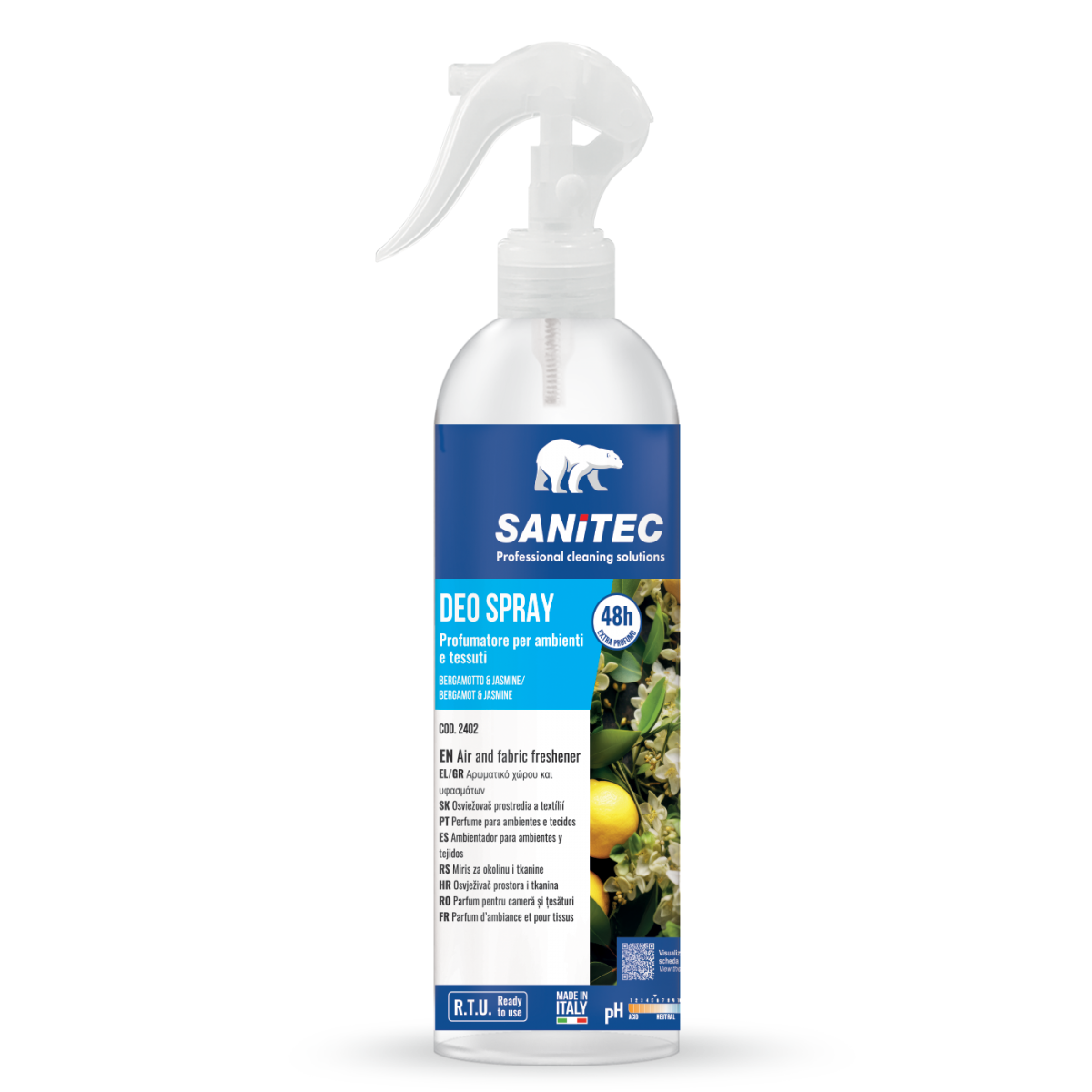 Profumatore spray per ambienti e tessuti Sanitec Deo Spray Bergamotto & Jasmine 12x300 ml