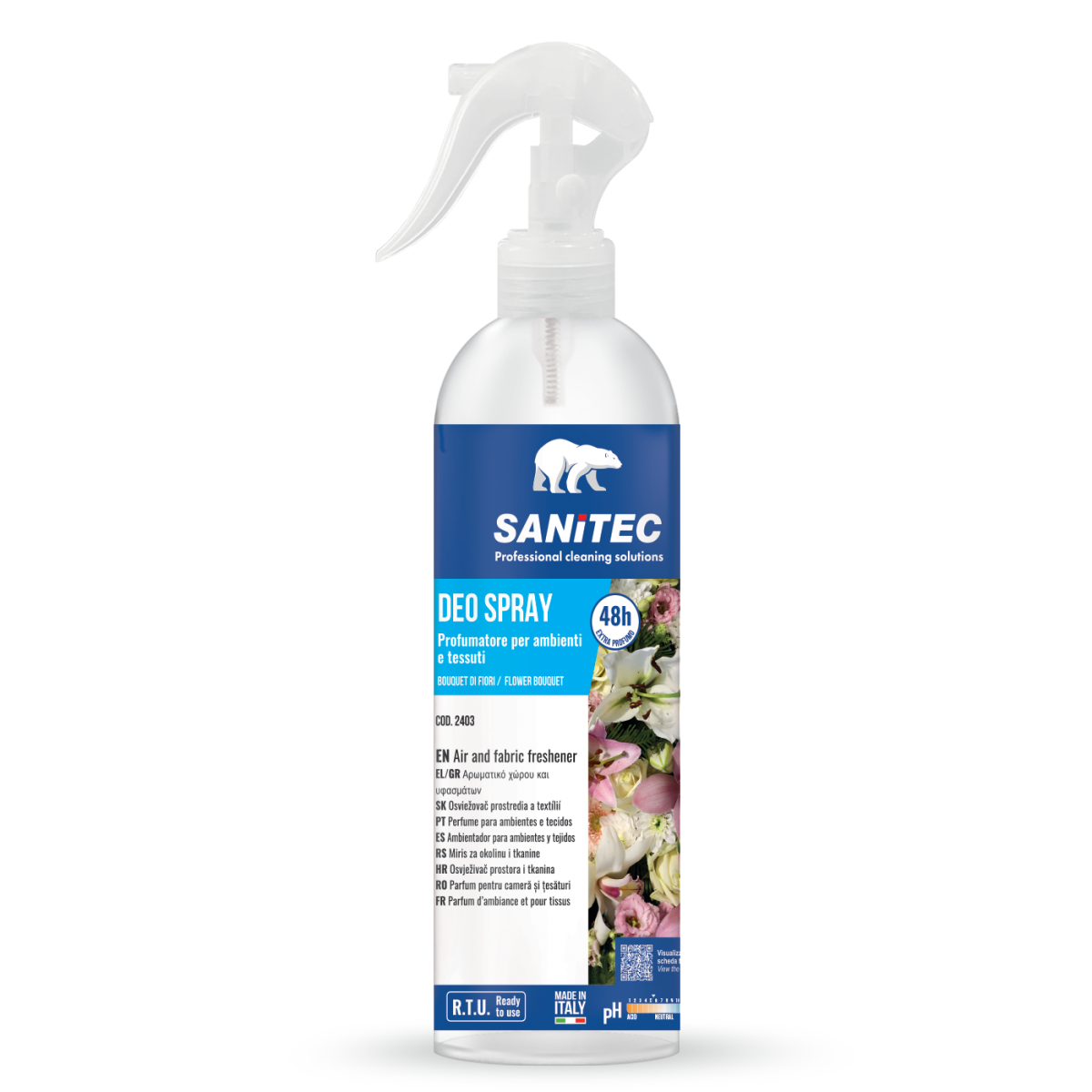 Profumatore spray per ambienti e tessuti Sanitec Deo Spray Bouquet di Fiori 300 ml