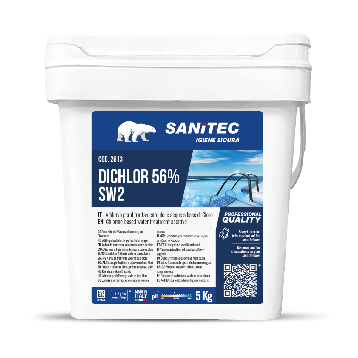 Additivo per trattamento acque piscina Sanitec SW DICHLOR 5 kg