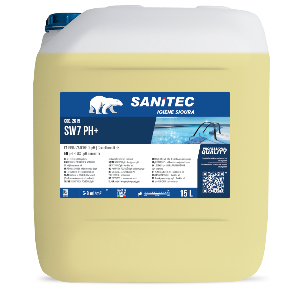Innalzatore correttore di Ph Sanitec SW7 pH 15 lt