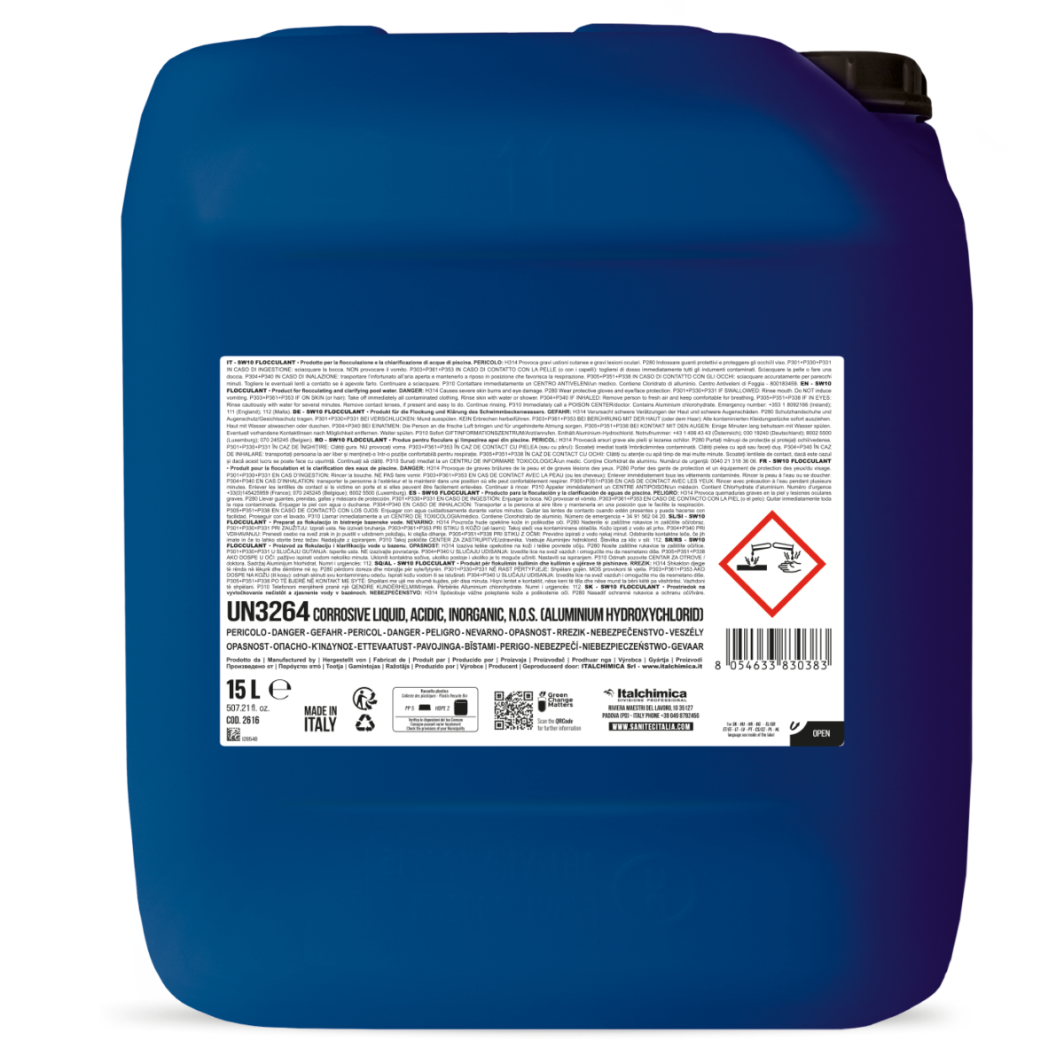 Prodotto per flocculazione e chiarificazione acque Sanitec SW10 FLOCCULANT 15 lt