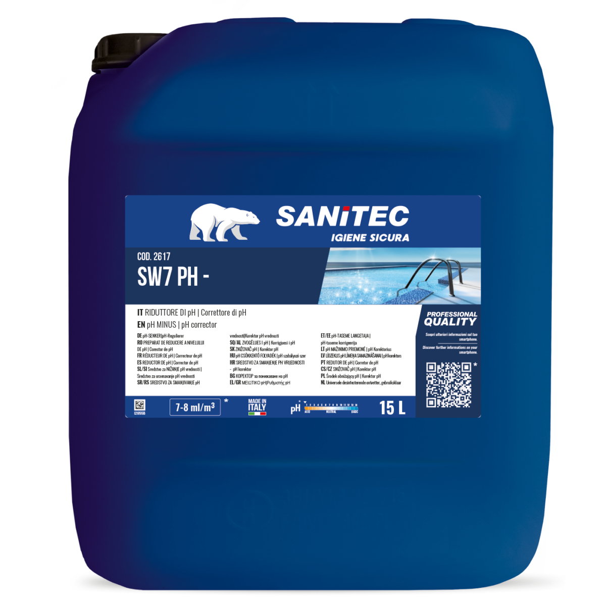 Riduttore di pH per piscine Sanitec SW7 pH- 15 litri