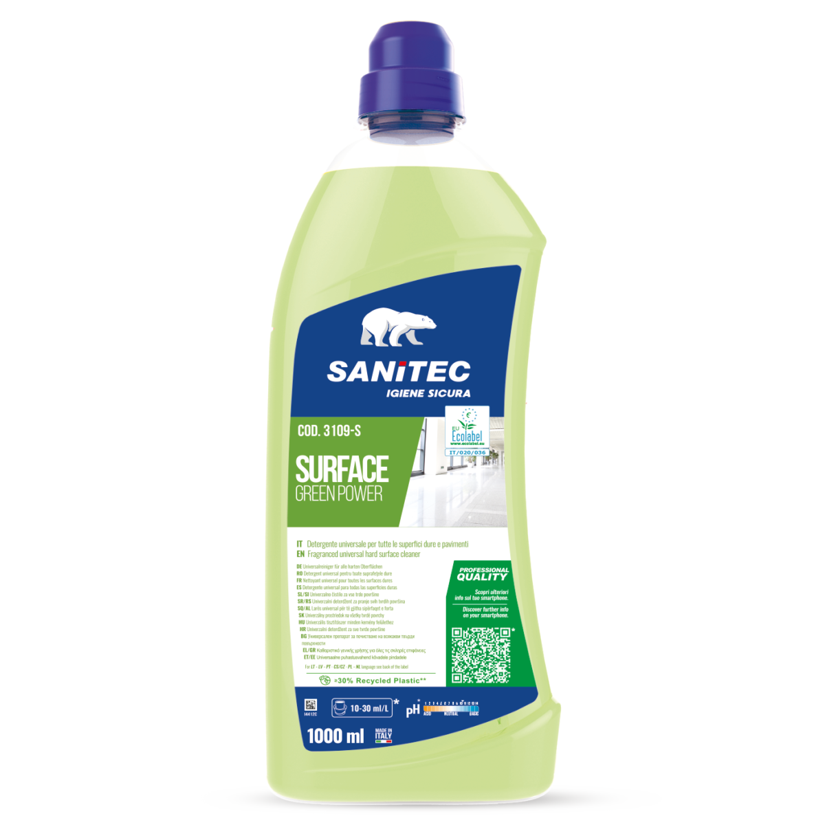 Detergente Ecolabel per pavimenti Sanitec Surface Green Power 1 litro